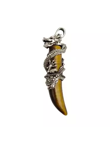 Dragon Tooth Pendant Tiger Eye 6.5cm