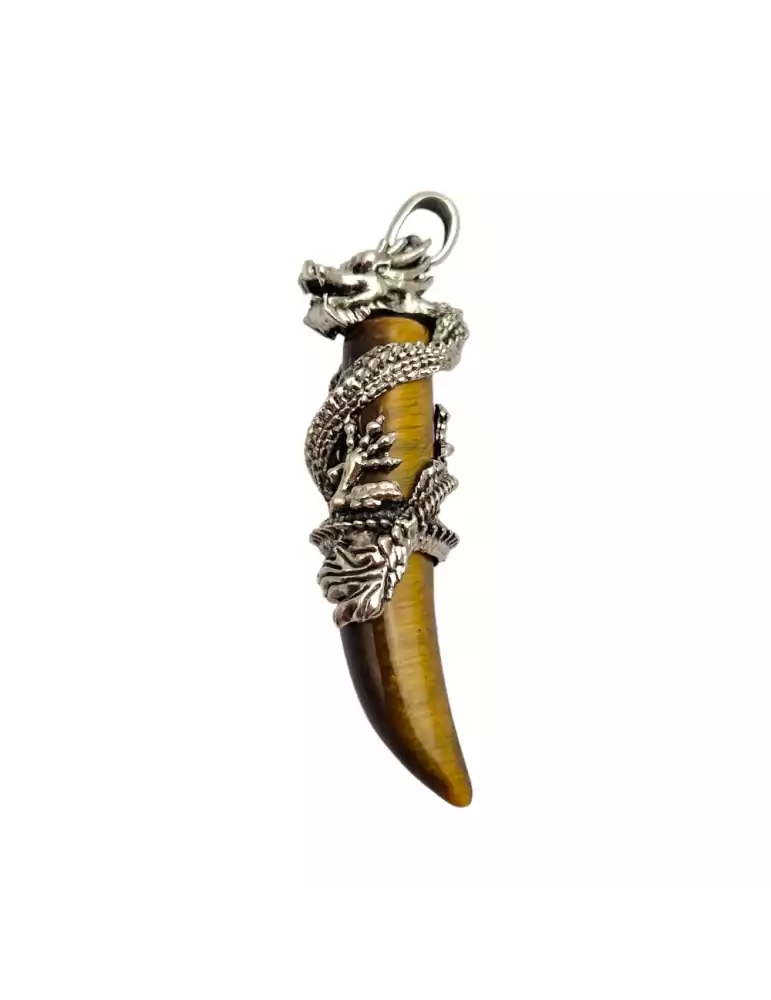 Dragon Tooth Pendant Tiger Eye 6.5cm