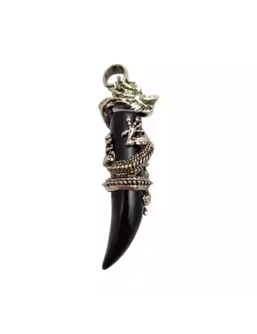 Obsidian Dragon Tooth Pendant 6.5cm