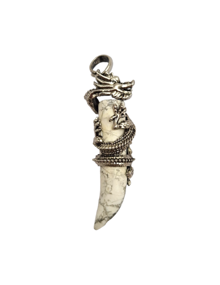 Drachen-Zahnanhänger Howlite 6,5cm