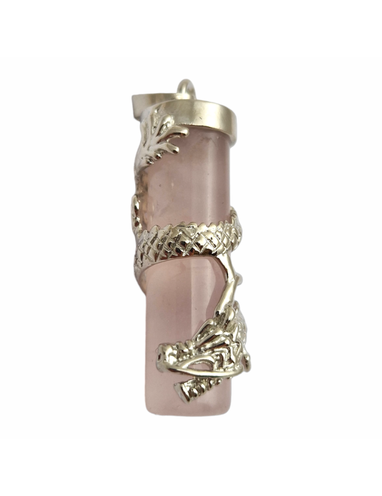 4cm Rose Quartz Dragon Pillar Pendant