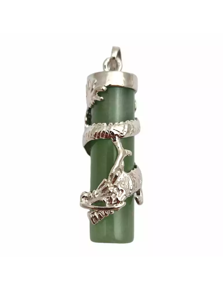 Green Aventurine Dragon Pillar Pendant 4cm