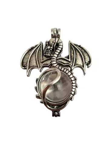 Pendentif Sphère Dragon Cristal de Roche 4,5cm