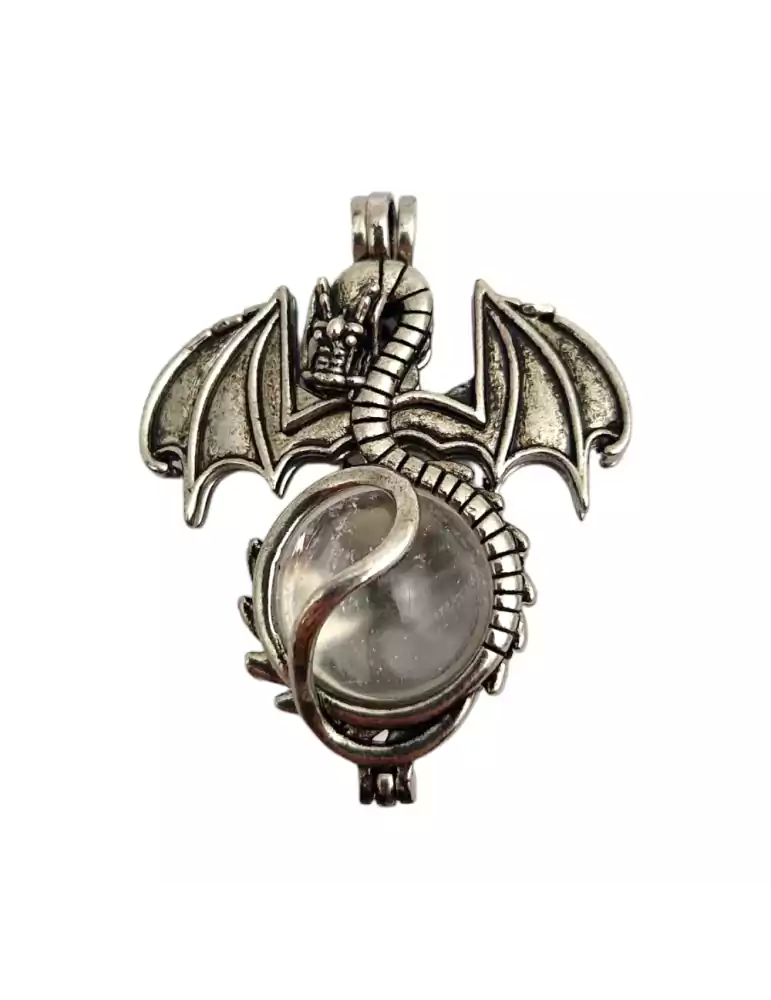 Rock Crystal Dragon Sphere Pendant 4.5cm