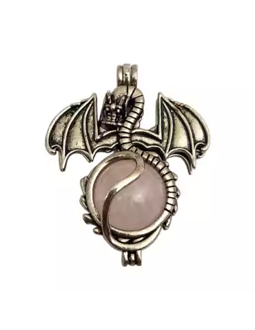 Pendentif Sphère Dragon quartz rose 4,5cm