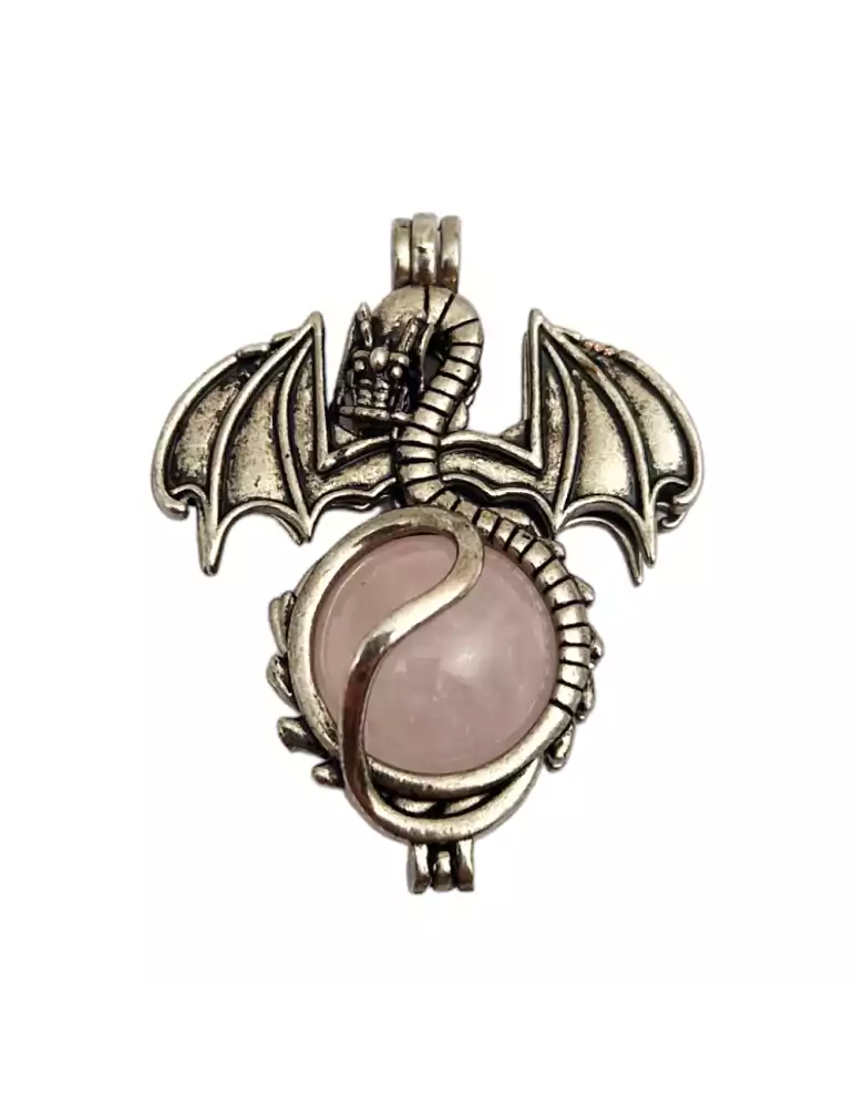 Rose Quartz Dragon Sphere Pendant 4.5cm