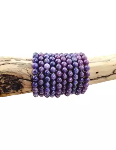 Bracelet lépidolite foncée perles AA