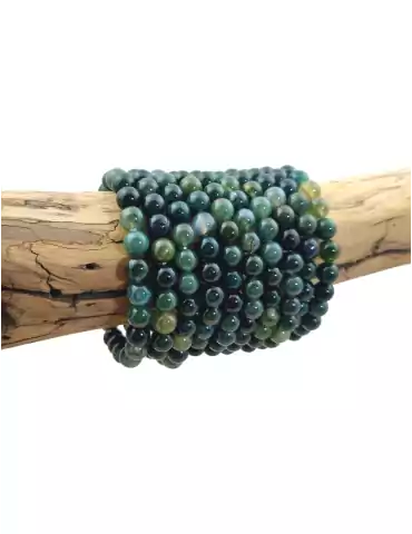 Moss Agate Bead Bracelet A