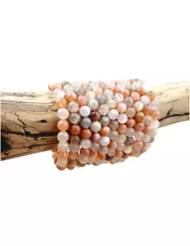 Bracelet pierre de lune multi couleurs perles AA