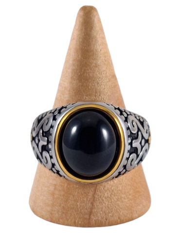 Bague homme acier avec pierre