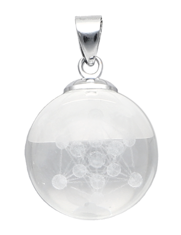 Pendentif sphère en verre gravé 3D